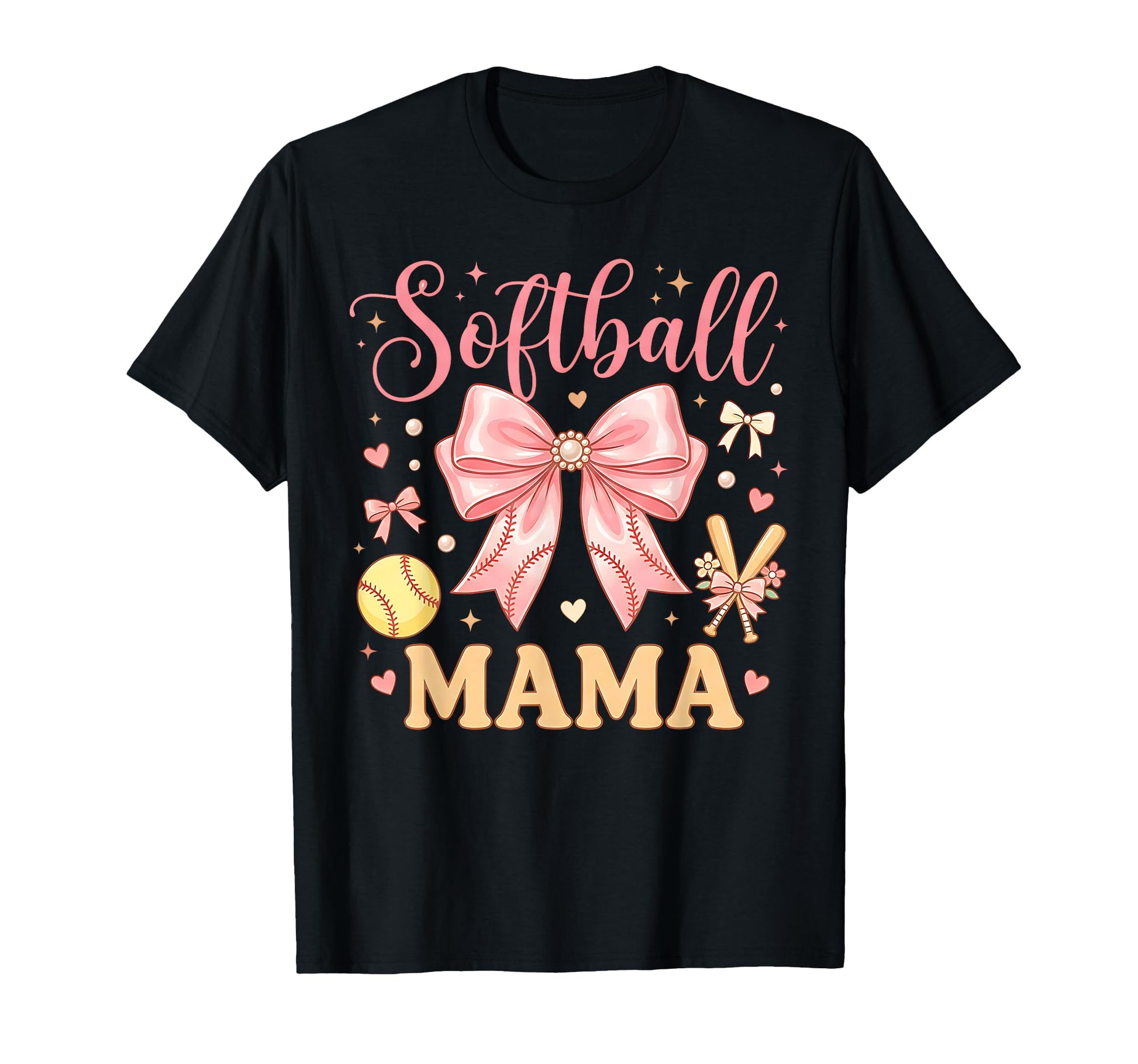 Softball Mama Leopard Coquette Bow T-Shirt - Trendy Graphic Men Women - T-Shirt, Sweatshirt, Hoodie