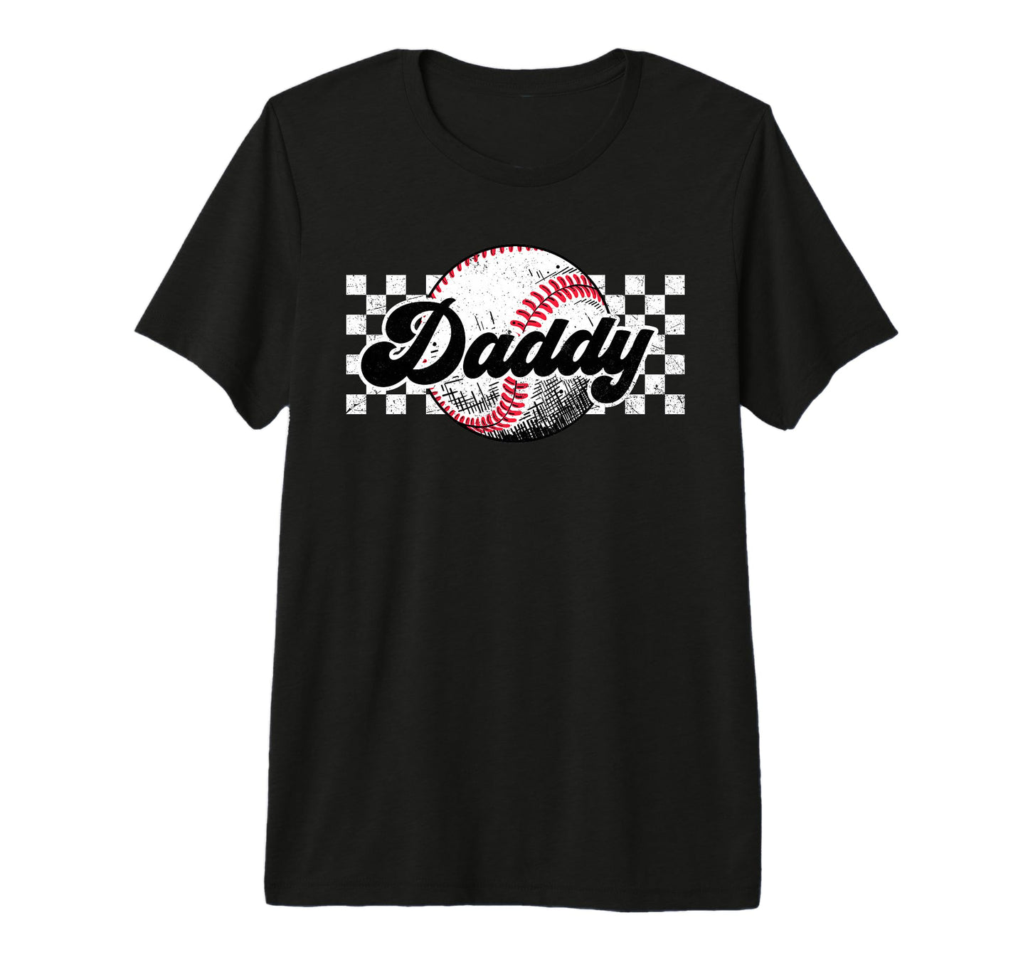 Baseball Daddy T Ball Daddy Checkered T-Shirt - Graphic Print for Adults - T-Shirt, Sweatshirt, Hoodie