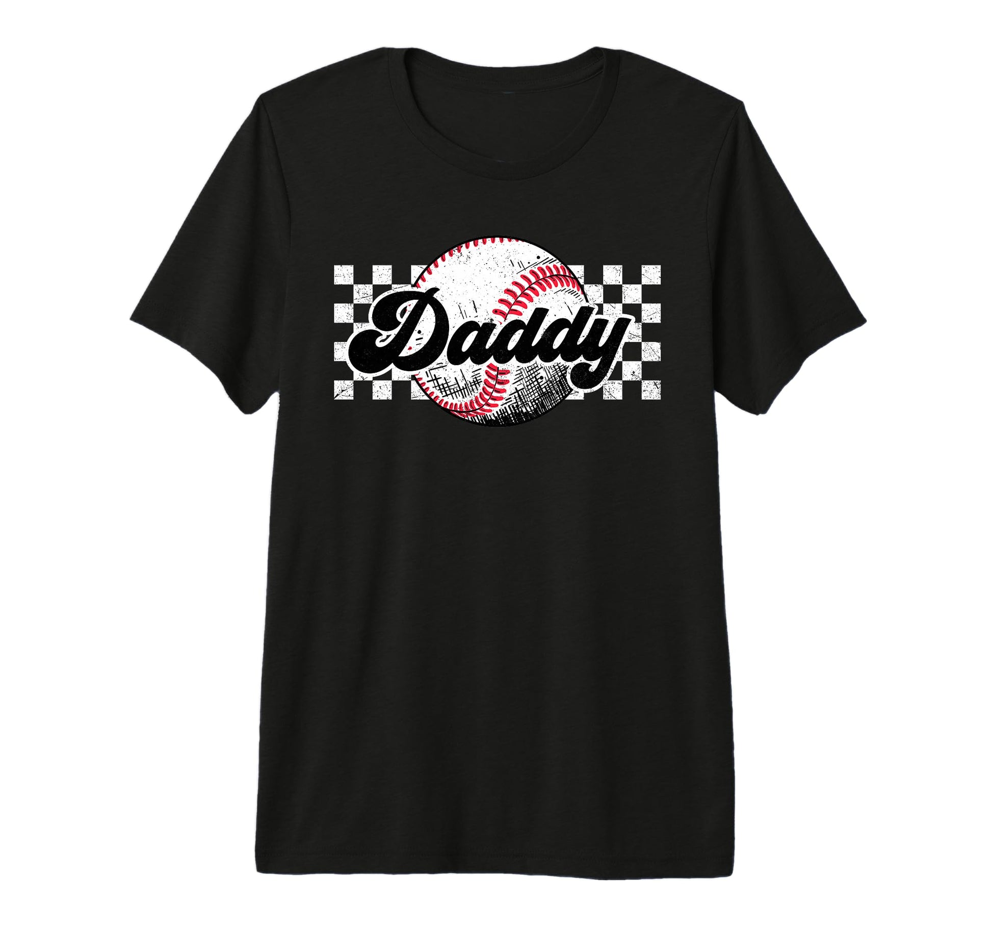 Baseball Daddy T Ball Daddy Checkered T-Shirt - Graphic Print for Adults - T-Shirt, Sweatshirt, Hoodie