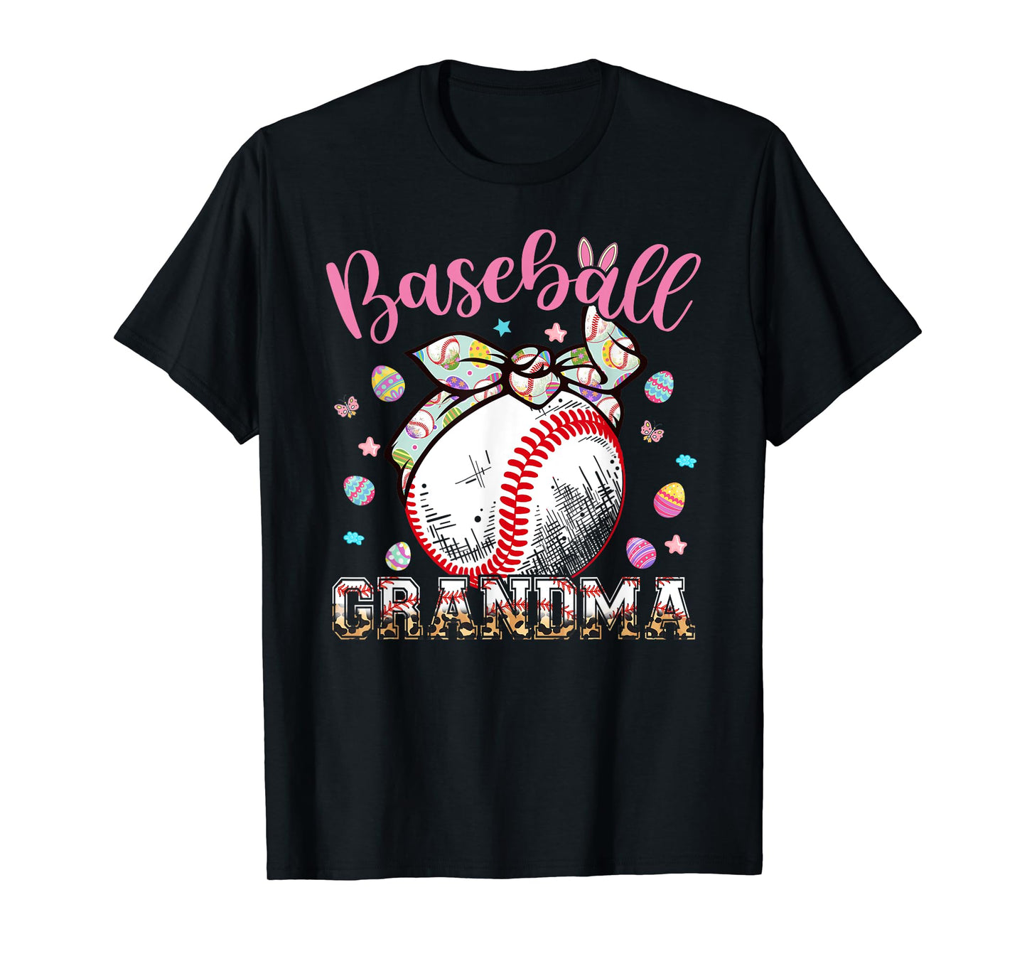 Baseball Grandma Headband Leopard T-Shirt - Graphic Print Men Women - T-Shirt, Sweatshirt, Hoodie