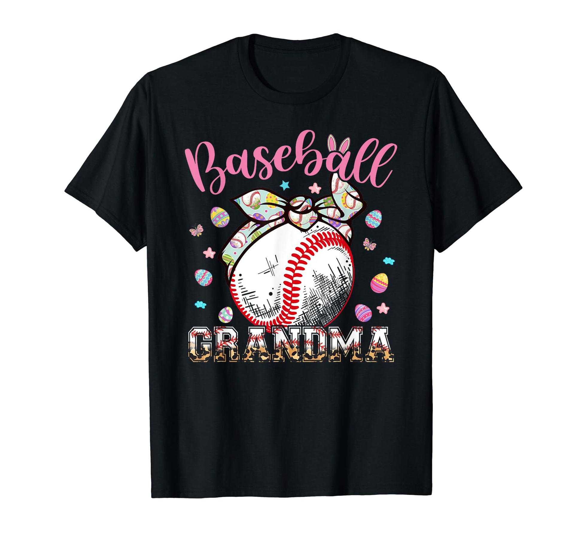 Baseball Grandma Headband Leopard T-Shirt - Graphic Print Men Women - T-Shirt, Sweatshirt, Hoodie