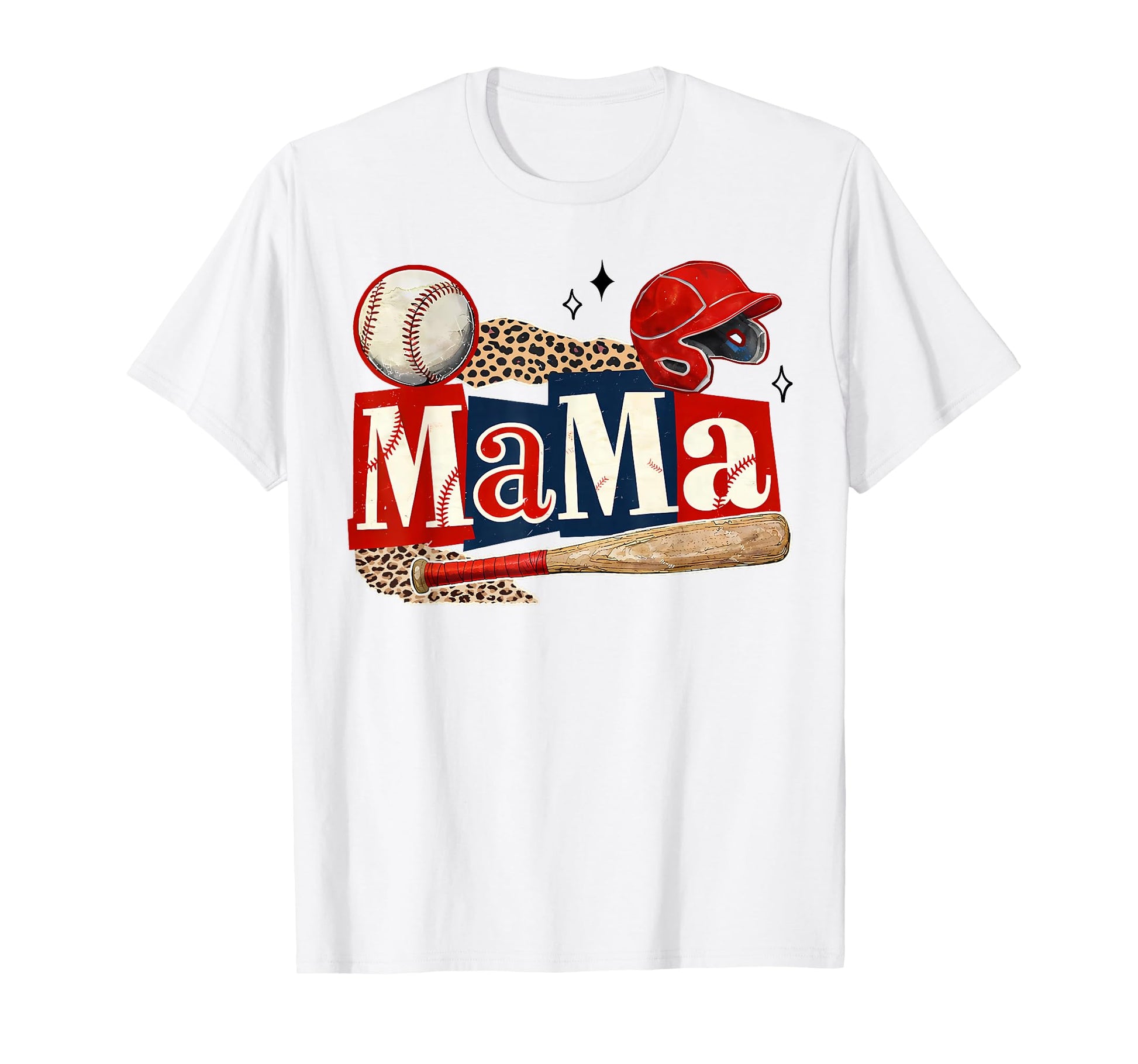 Baseball Mama Leopard Game Day T-Shirt - Casual Everyday Wear for Adults - T-Shirt, Sweatshirt, Hoodie