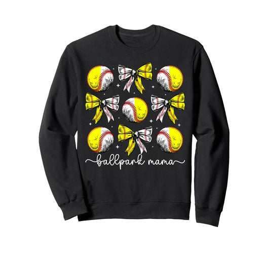 Ballpark Mama Coquette Softball Sweatshirt - Streetwear Style Unisex - T-Shirt, Sweatshirt, Hoodie