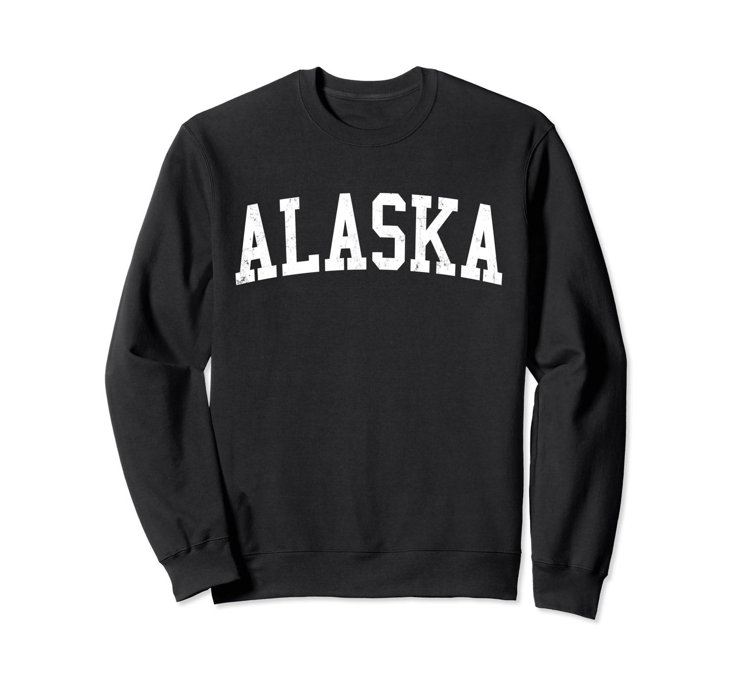Alaska Distressed White Varsity Sweatshirt - Minimalist Print Men Women - T-Shirt, Sweatshirt, Hoodie