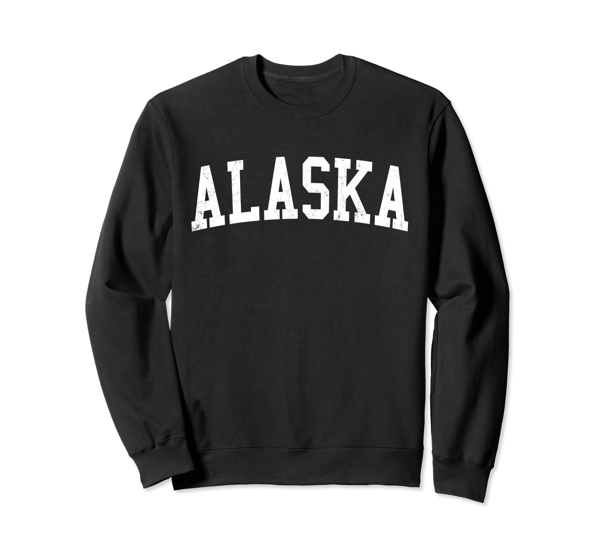 Alaska Distressed White Varsity Sweatshirt - Minimalist Print Men Women - T-Shirt, Sweatshirt, Hoodie