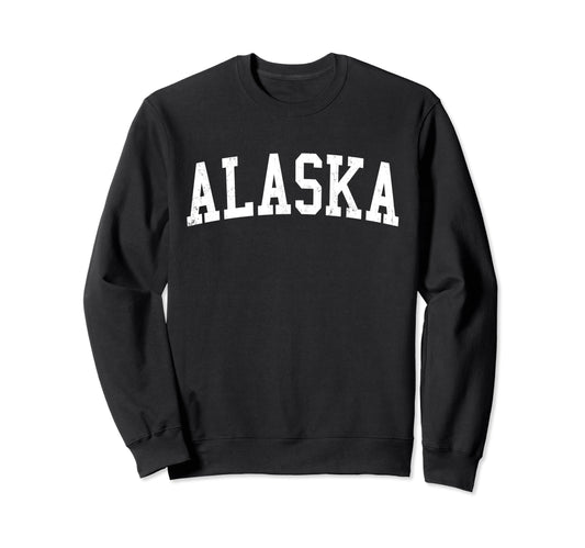 Alaska Distressed White Varsity Sweatshirt - Minimalist Print Men Women - T-Shirt, Sweatshirt, Hoodie