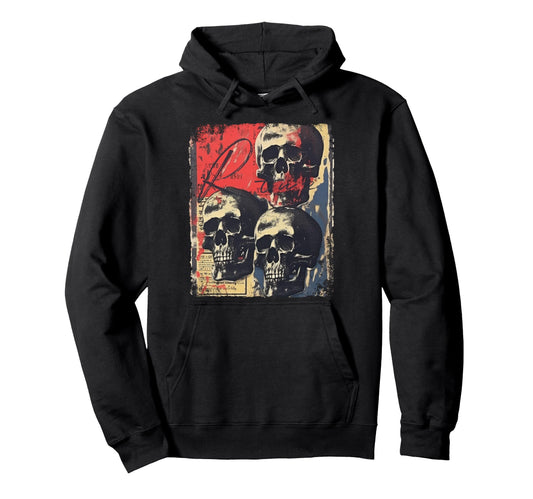Aesthetic Streetwear Skull Hoodie - Graphic Print Unisex - T-Shirt, Sweatshirt, Hoodie