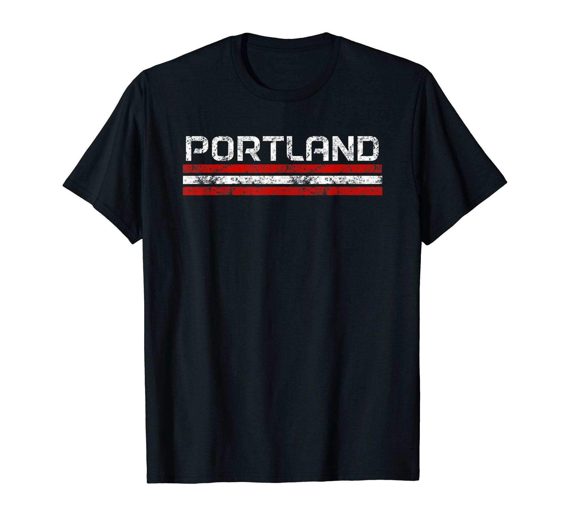 Portland Oregon Weathered Stripe Throwback T-Shirt - Graphic Print Unisex - T-Shirt, Sweatshirt, Hoodie