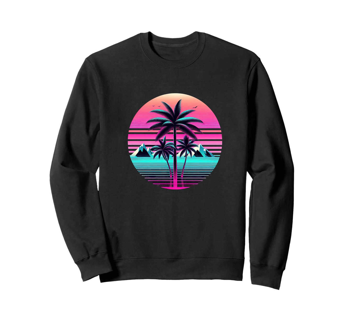 80S Vaporwave Aesthetic Palm Sweatshirt - Fun Novelty Design Men Women - T-Shirt, Sweatshirt, Hoodie