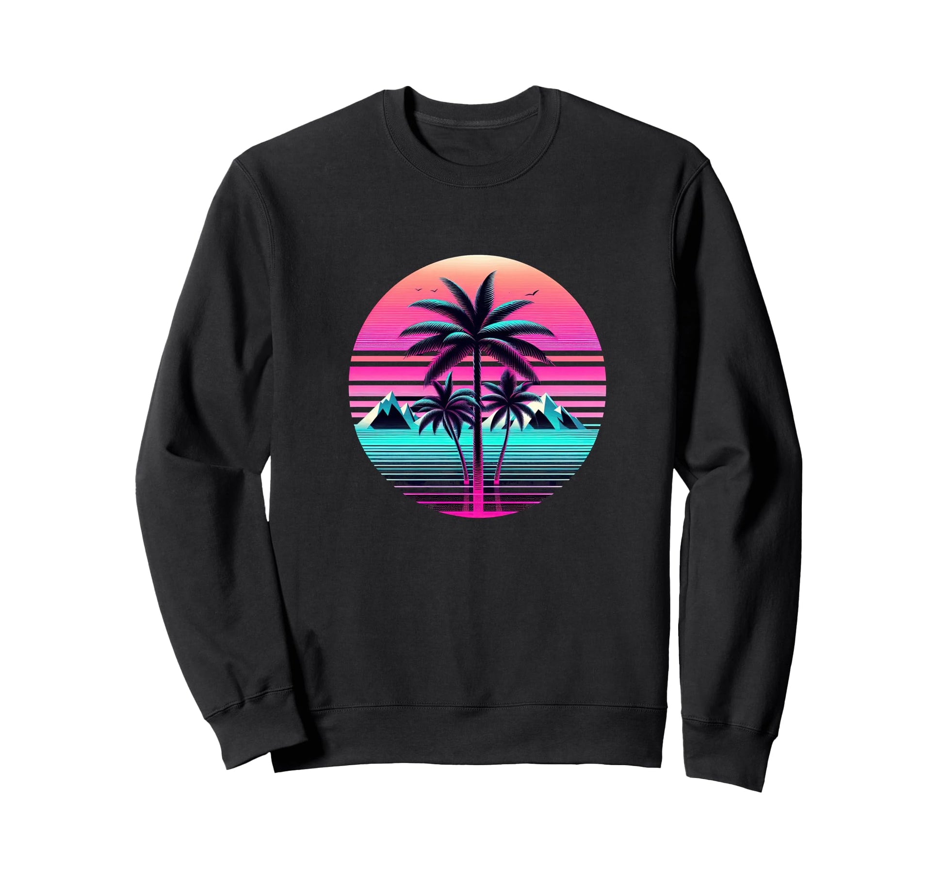 80S Vaporwave Aesthetic Palm Sweatshirt - Fun Novelty Design Men Women - T-Shirt, Sweatshirt, Hoodie