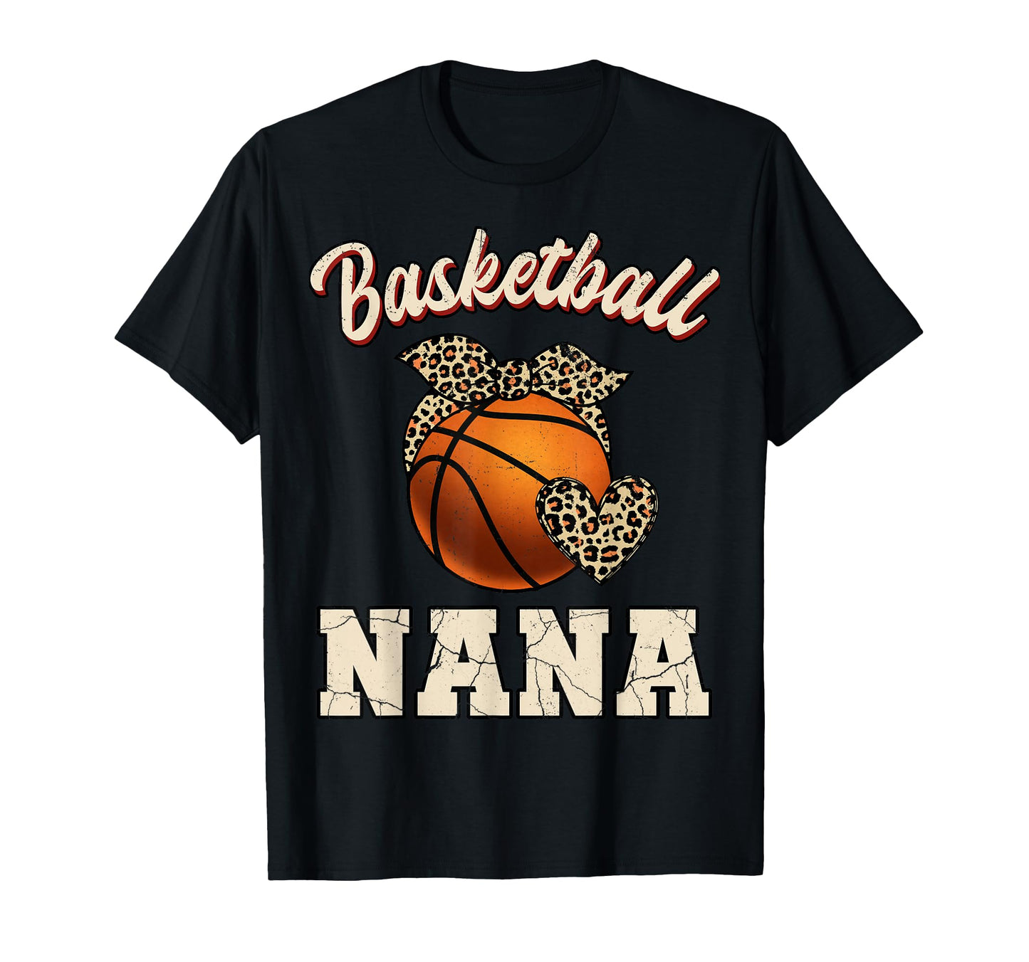 Basketball Nana Bandana Leopard Heart T-Shirt - Aesthetic Graphic Unisex - T-Shirt, Sweatshirt, Hoodie