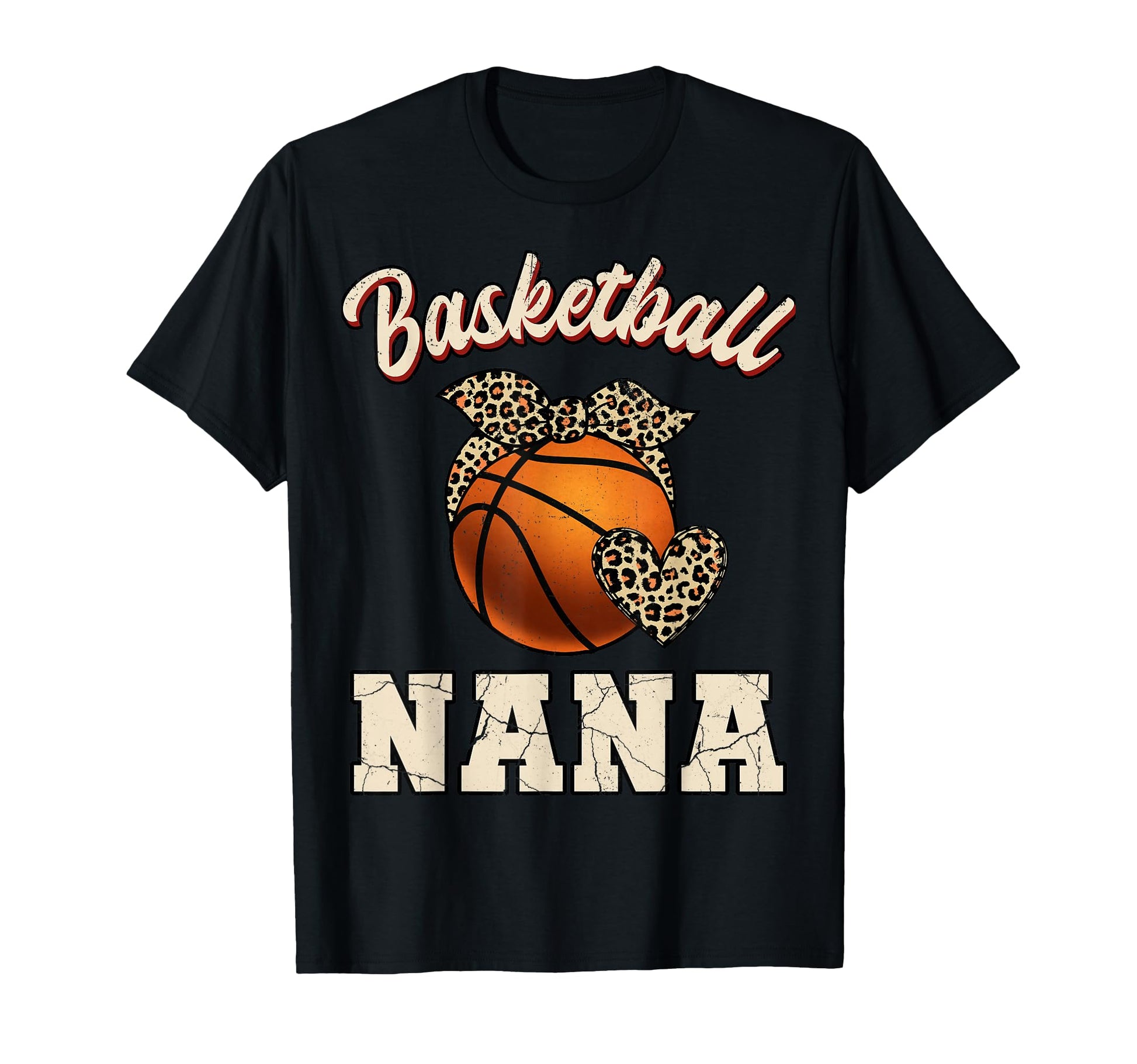 Basketball Nana Bandana Leopard Heart T-Shirt - Aesthetic Graphic Unisex - T-Shirt, Sweatshirt, Hoodie