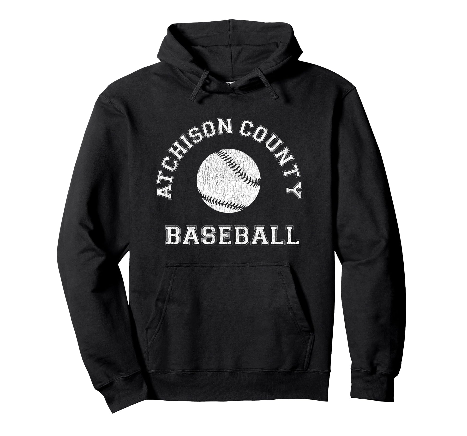 Atchison County Baseball Distressed Hoodie - Streetwear Style Unisex - T-Shirt, Sweatshirt, Hoodie