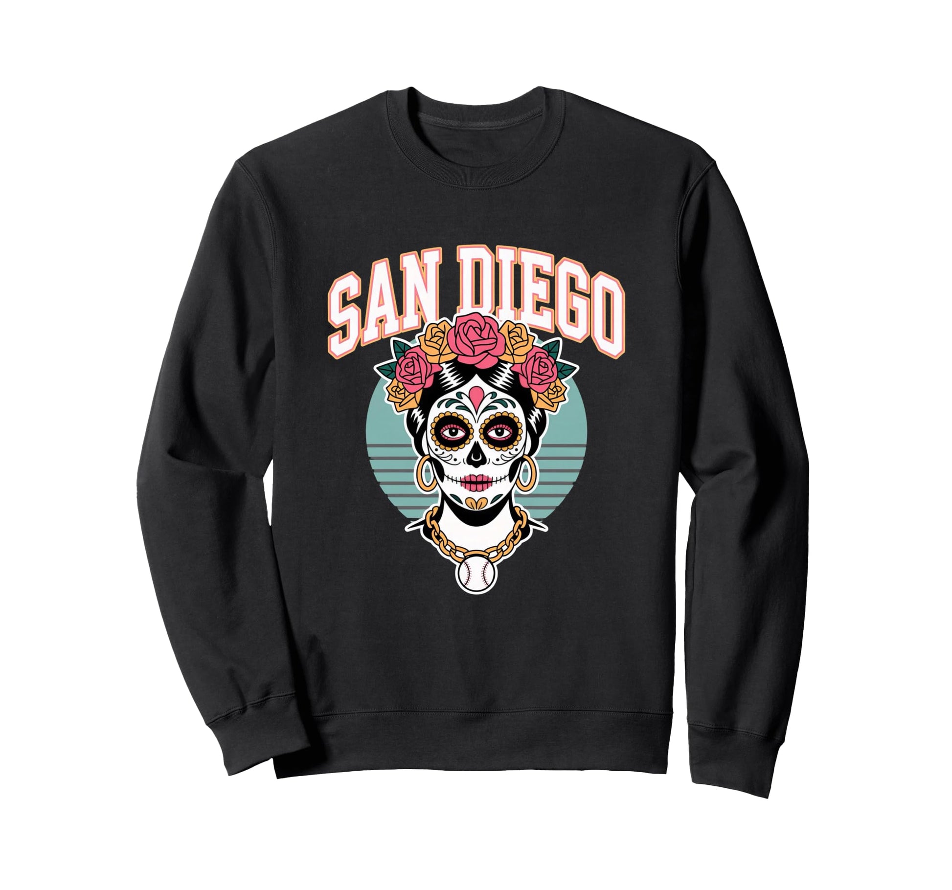 San Diego Sugar Skull Flower City Sweatshirt - Unique Graphic for Adults - T-Shirt, Sweatshirt, Hoodie