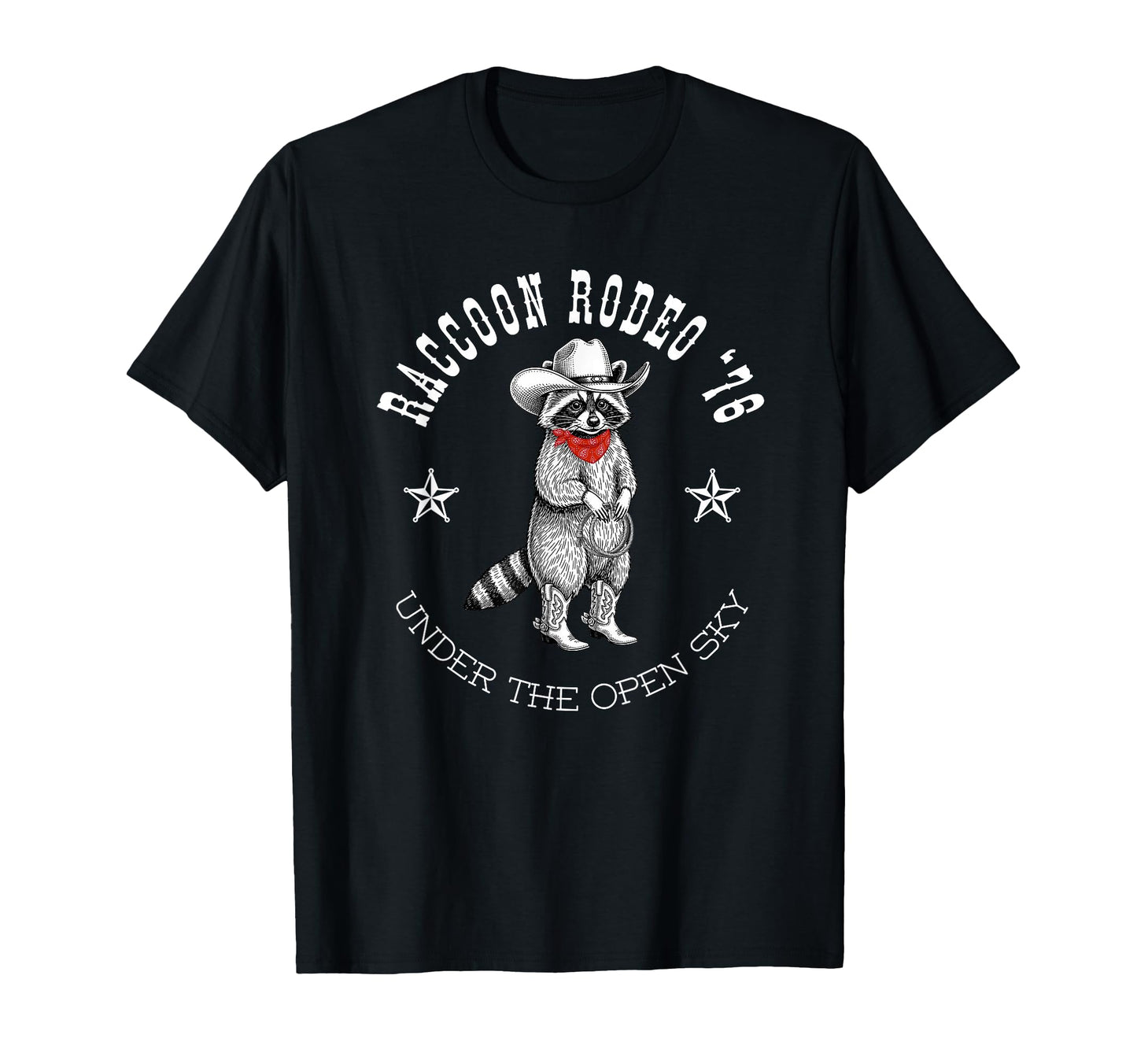 Raccoon Rodeo 76 Western Cowboy Art T-Shirt - Unique Graphic Men Women - T-Shirt, Sweatshirt, Hoodie