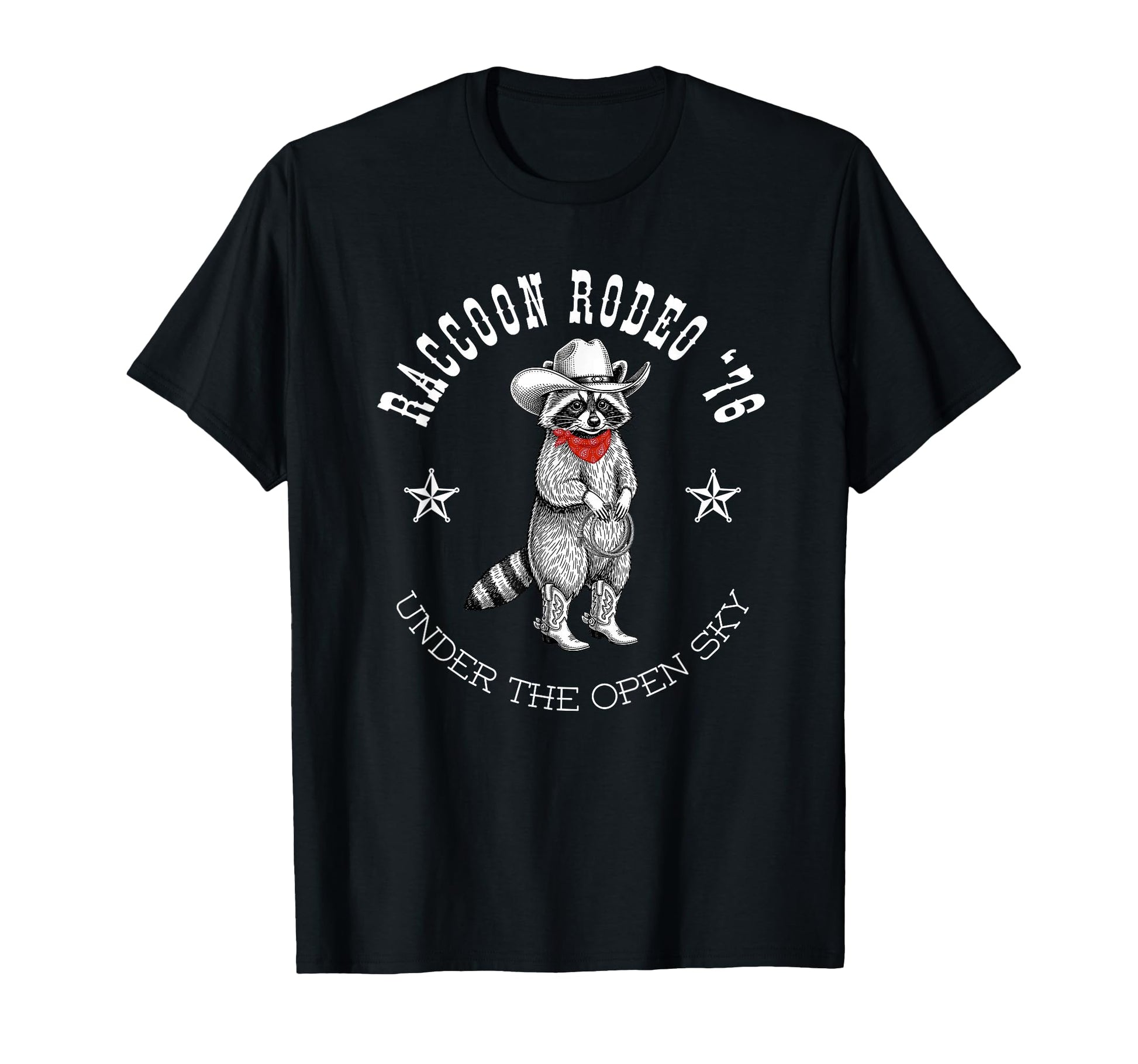 Raccoon Rodeo 76 Western Cowboy Art T-Shirt - Unique Graphic Men Women - T-Shirt, Sweatshirt, Hoodie