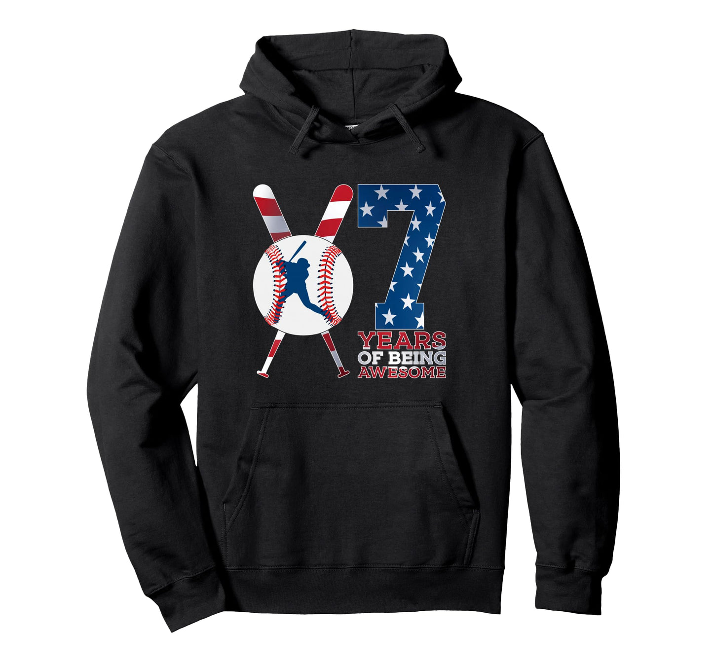 7 Years Being Awesome Baseball 7Th Hoodie - Minimalist Print for Adults - T-Shirt, Sweatshirt, Hoodie