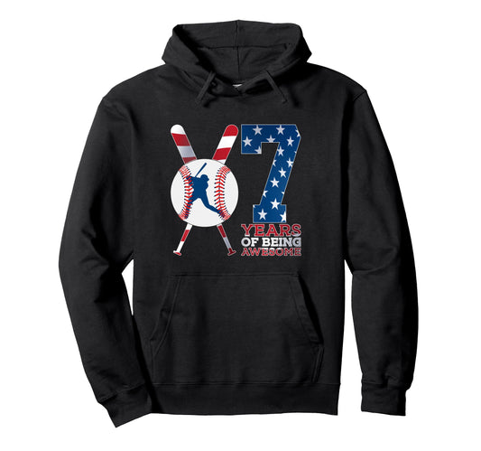7 Years Being Awesome Baseball 7Th Hoodie - Minimalist Print for Adults - T-Shirt, Sweatshirt, Hoodie