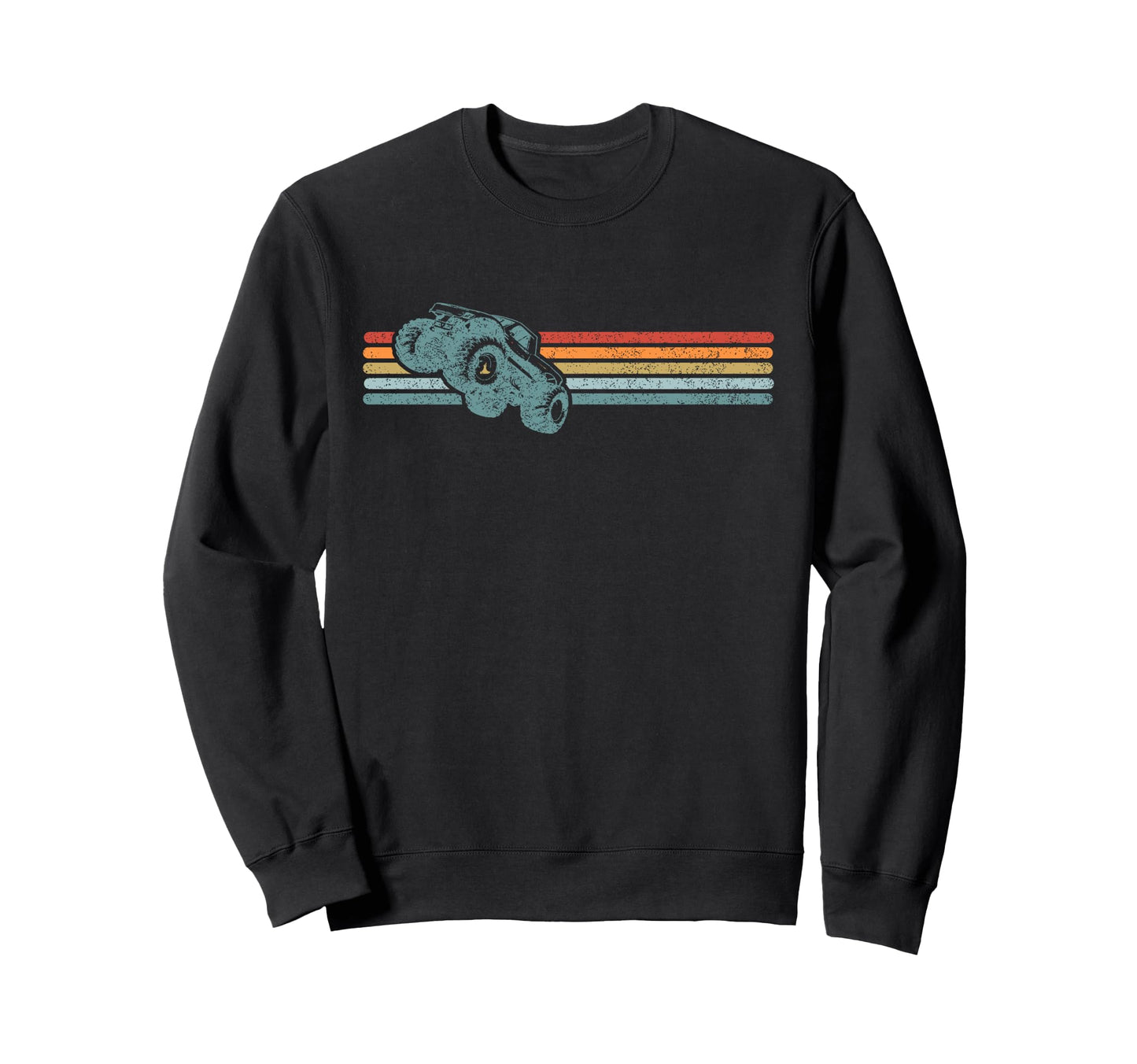 Monster Truck Horizontal Stripes Sweatshirt - Custom Art Print for Adults - T-Shirt, Sweatshirt, Hoodie