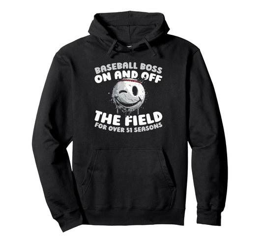 51 Years Old Baseballer Team Sport Hoodie - Graphic Print Men Women - T-Shirt, Sweatshirt, Hoodie