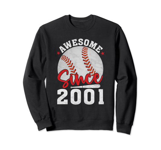 Awesome Since 2001 Funny Baseball Sweatshirt - Minimalist Print Men Women - T-Shirt, Sweatshirt, Hoodie