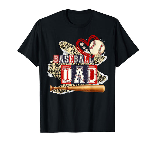 Baseball Dad Leopard Heart Pride T-Shirt - Minimalist Print for Adults - T-Shirt, Sweatshirt, Hoodie