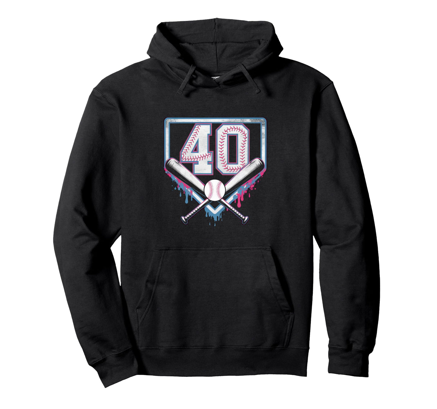 40Th Birthday Baseball Home Ice Hoodie - Casual Everyday Wear for Adults - T-Shirt, Sweatshirt, Hoodie