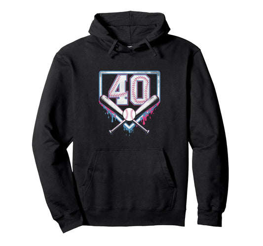 40Th Birthday Baseball Home Ice Hoodie - Casual Everyday Wear for Adults - T-Shirt, Sweatshirt, Hoodie