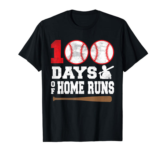 100 Days Home Runs Baseball 100Th Day School T-Shirt - Graphic Print Unisex - T-Shirt, Sweatshirt, Hoodie