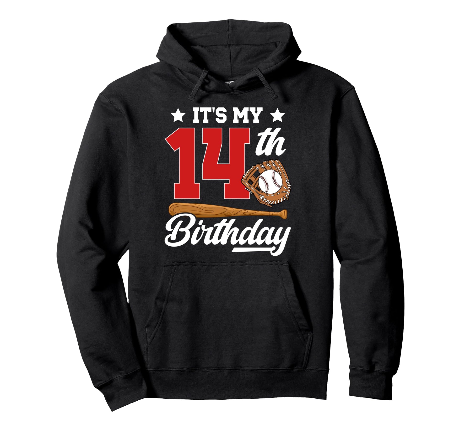 14Th Baseball Birthday Party 14 Year Hoodie - Custom Art Print for Adults - T-Shirt, Sweatshirt, Hoodie