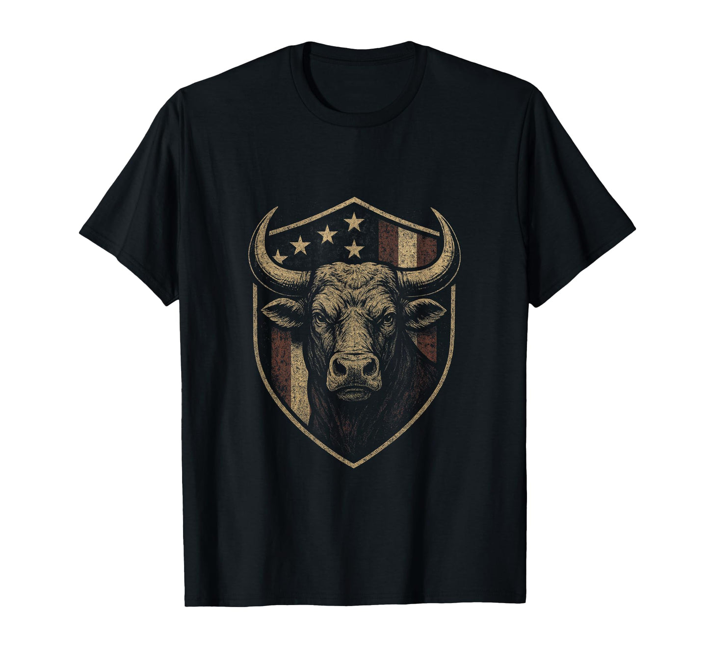 American Flag Bull Patriotic Cowboy T-Shirt - Novelty Apparel for Adults - T-Shirt, Sweatshirt, Hoodie