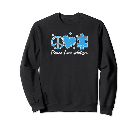 Autism Peace Love Line Supporting Sweatshirt - Unique Graphic Unisex - T-Shirt, Sweatshirt, Hoodie