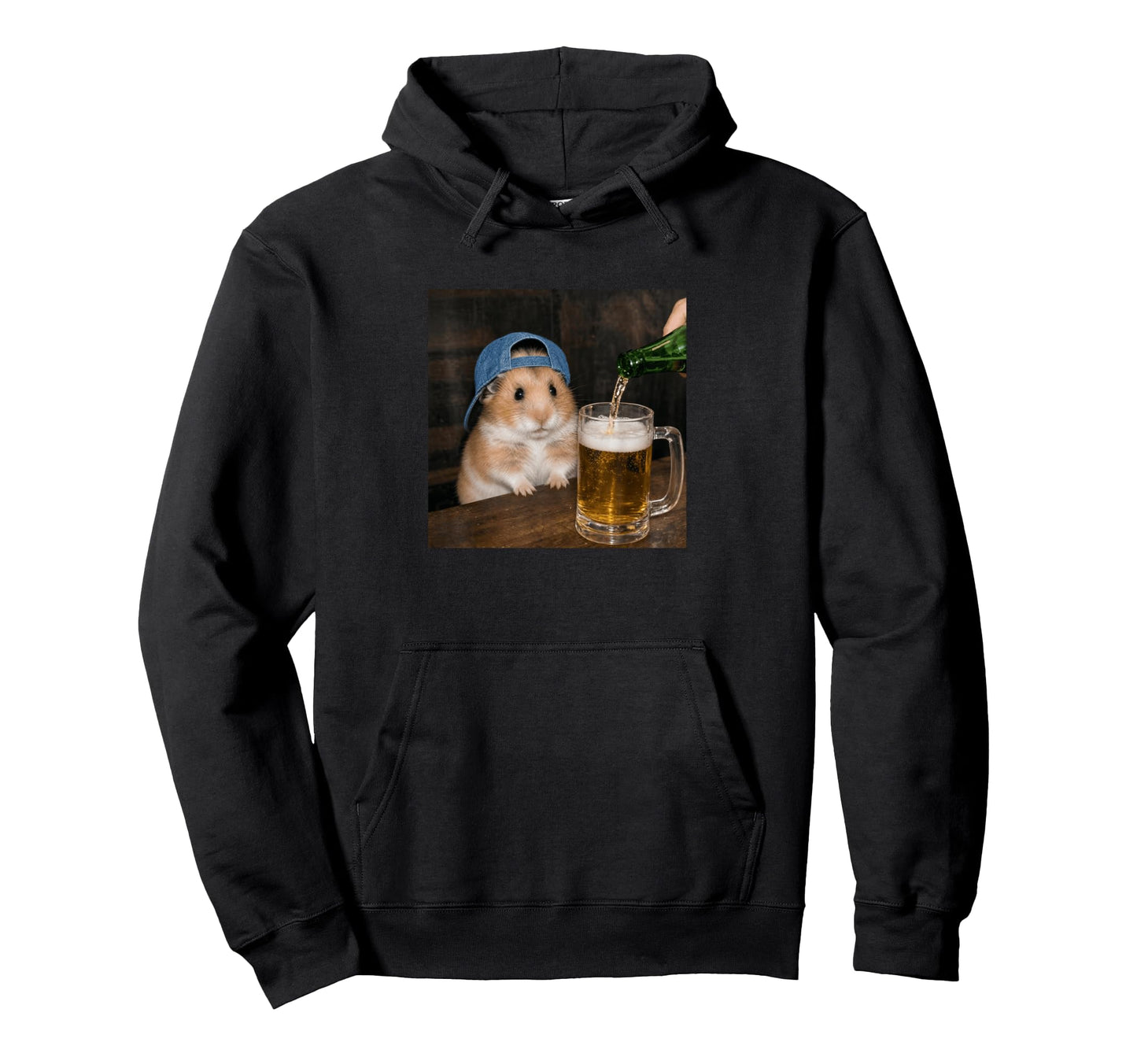 Hamster Drinking Beer Funny Animal Party Hat Hoodie - Unique Graphic Unisex - T-Shirt, Sweatshirt, Hoodie