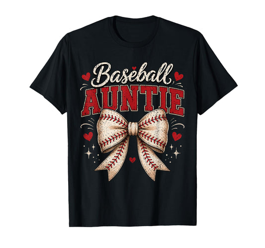 Baseball Auntie Coquette Bow Mothers Day T-Shirt - Trendy Graphic Unisex - T-Shirt, Sweatshirt, Hoodie