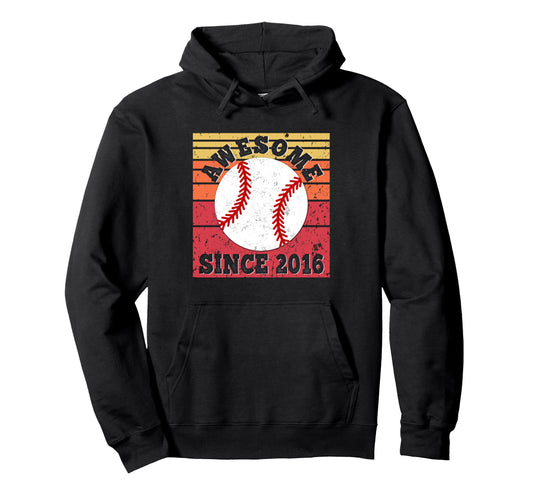 Awesome Since 2016 Baseball 9Th Hoodie - Streetwear Style for Adults - T-Shirt, Sweatshirt, Hoodie