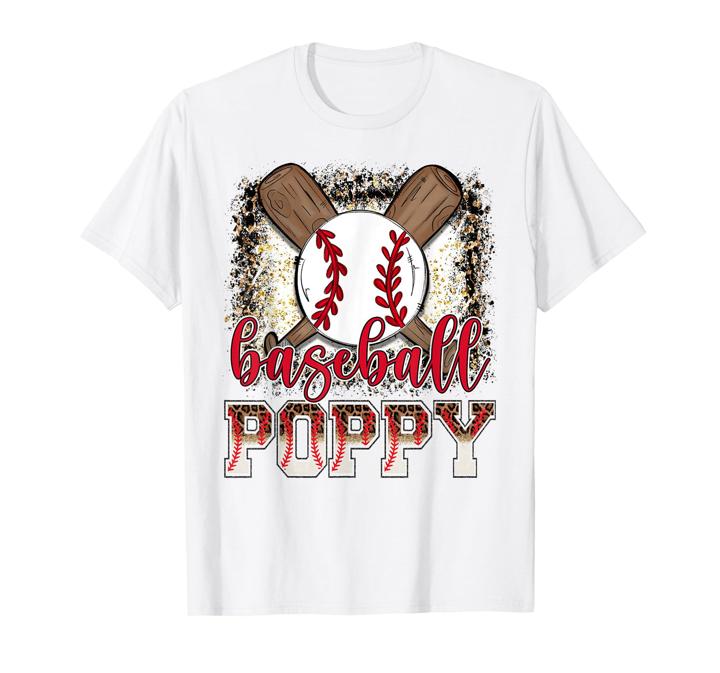 Baseball Poppy Leopard Proud Ball T-Shirt - Custom Art Print for Adults - T-Shirt, Sweatshirt, Hoodie