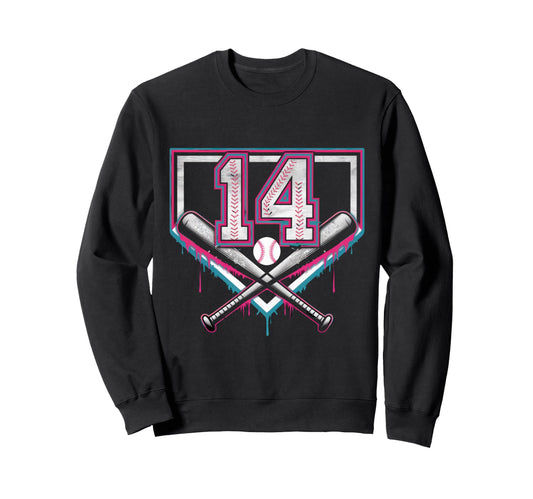 14Th Birthday Baseball Home Ice Sweatshirt - Trendy Graphic for Adults - T-Shirt, Sweatshirt, Hoodie
