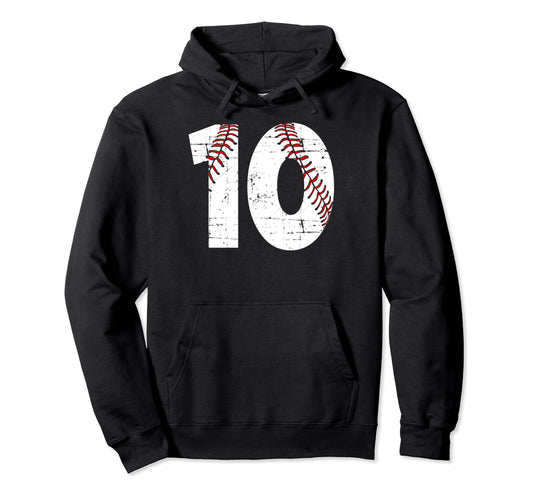 10Th Birthday Or 10 Year Old Baseball Hoodie - Streetwear Style Men Women - T-Shirt, Sweatshirt, Hoodie