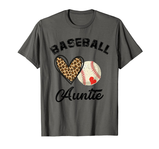 Baseball Auntie Leopard Heart Mothers T-Shirt - Streetwear Style Unisex - T-Shirt, Sweatshirt, Hoodie