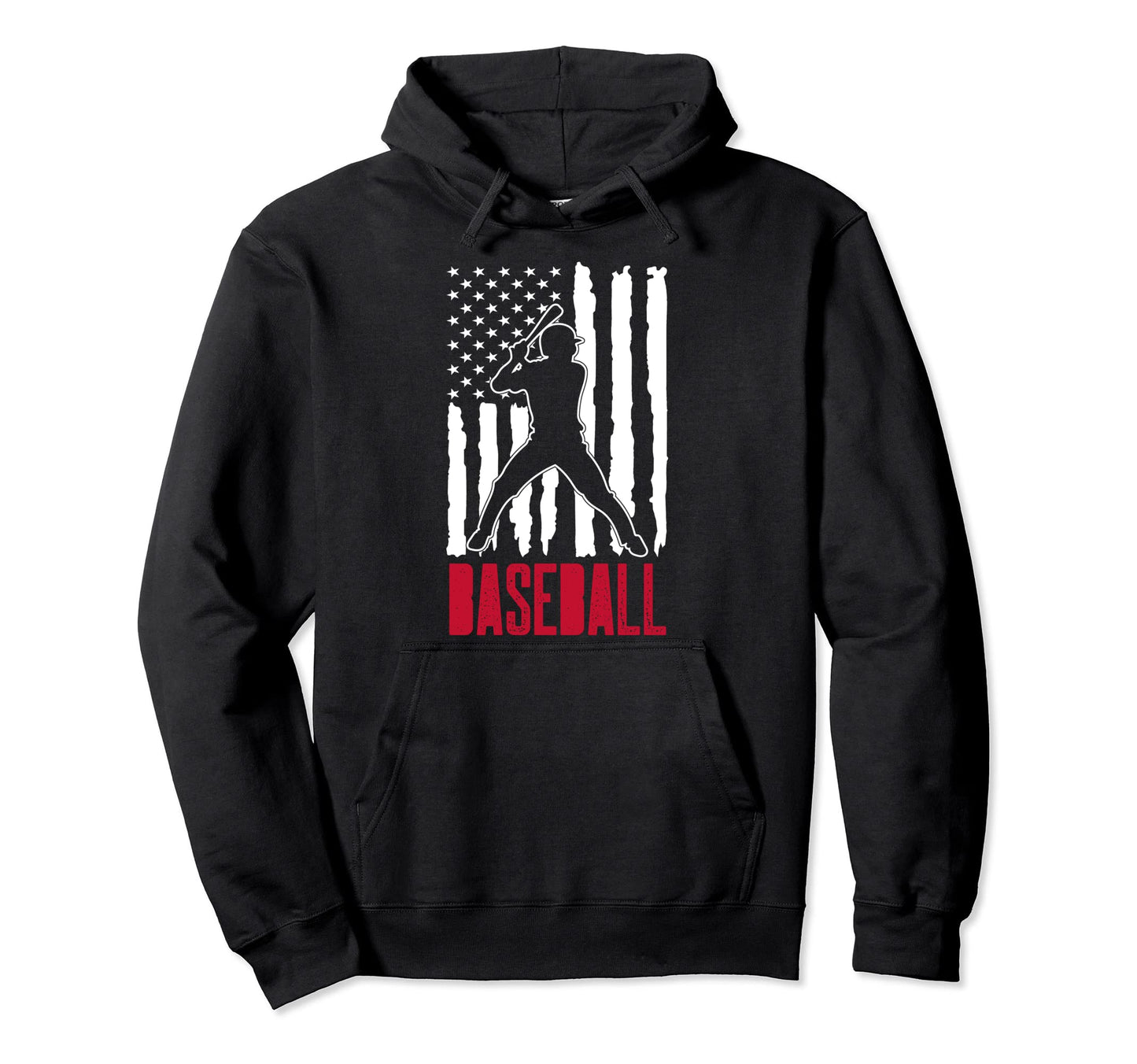 Baseball American Flag Distressed Hoodie - Aesthetic Graphic for Adults - T-Shirt, Sweatshirt, Hoodie