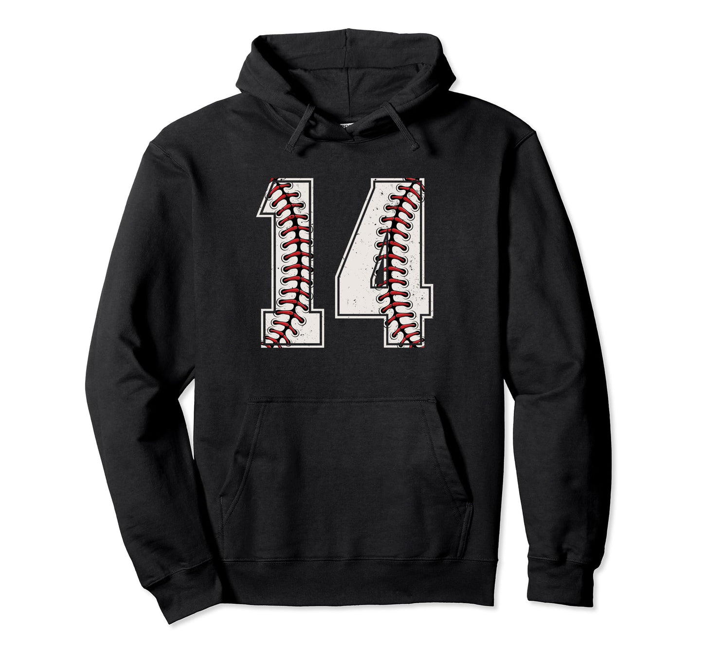 Baseball Player Number 14 Fourteen Hoodie - Novelty Apparel for Adults - T-Shirt, Sweatshirt, Hoodie