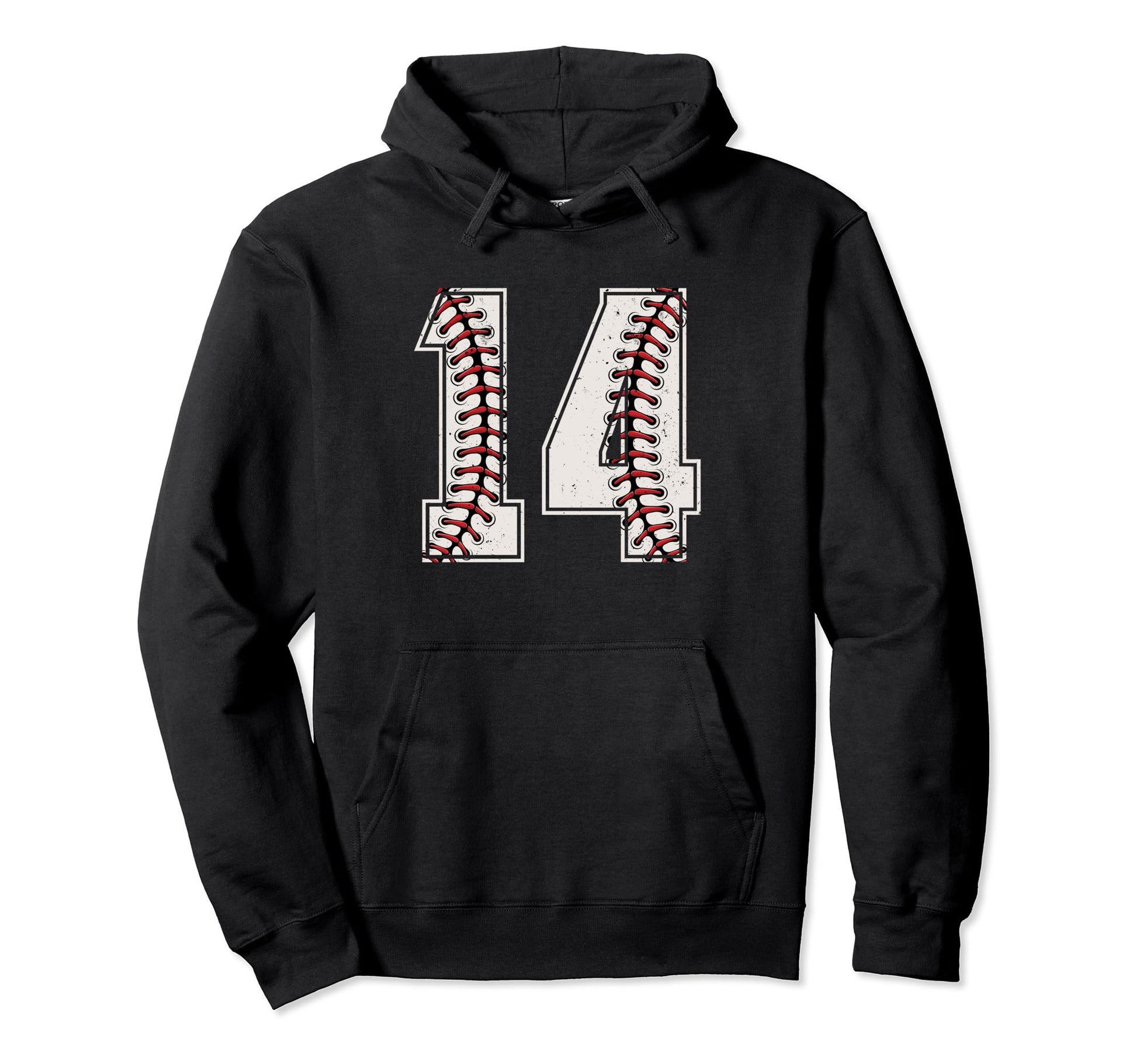 Baseball Player Number 14 Fourteen Hoodie - Novelty Apparel for Adults - T-Shirt, Sweatshirt, Hoodie