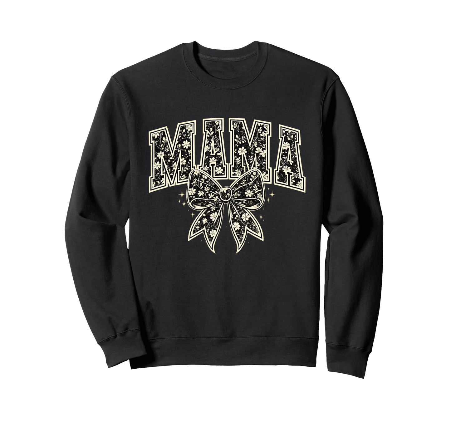 Mama Floral Bow Varsity Typography Sweatshirt - Custom Art Print Unisex - T-Shirt, Sweatshirt, Hoodie