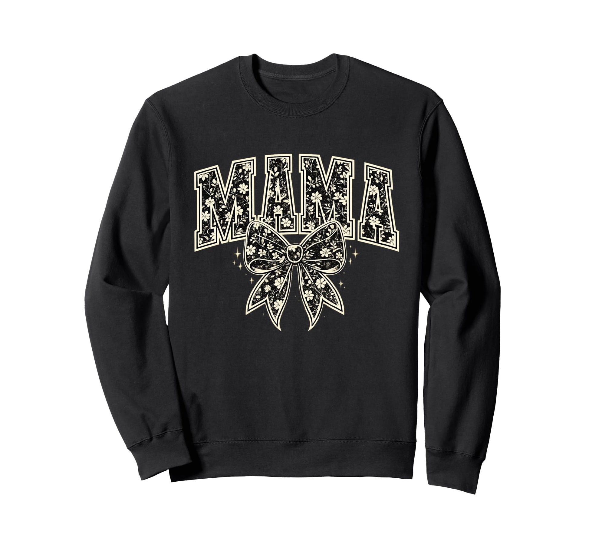 Mama Floral Bow Varsity Typography Sweatshirt - Custom Art Print Unisex - T-Shirt, Sweatshirt, Hoodie