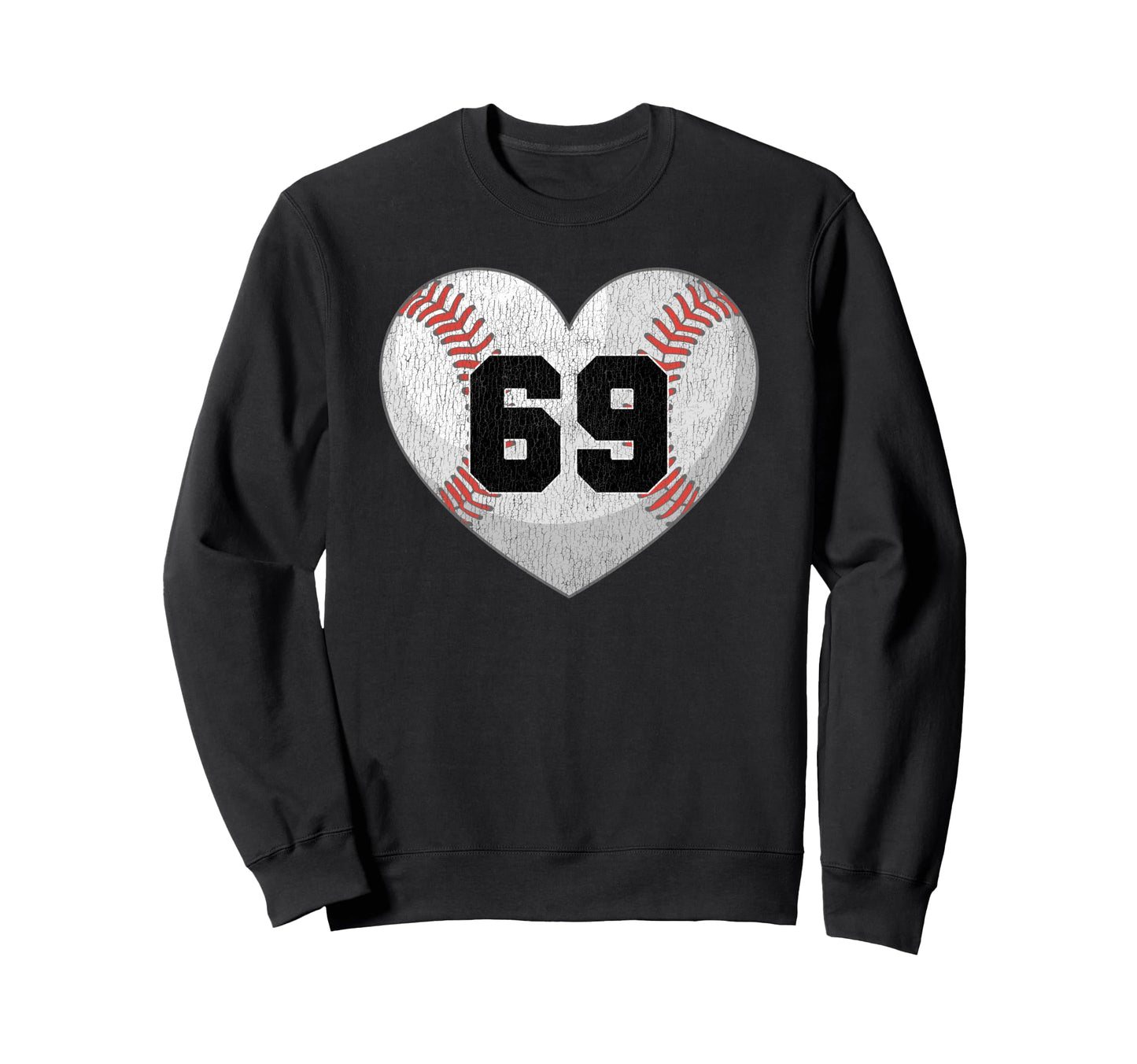 Baseball Number 69 Distressed Sweatshirt - Custom Art Print for Adults - T-Shirt, Sweatshirt, Hoodie