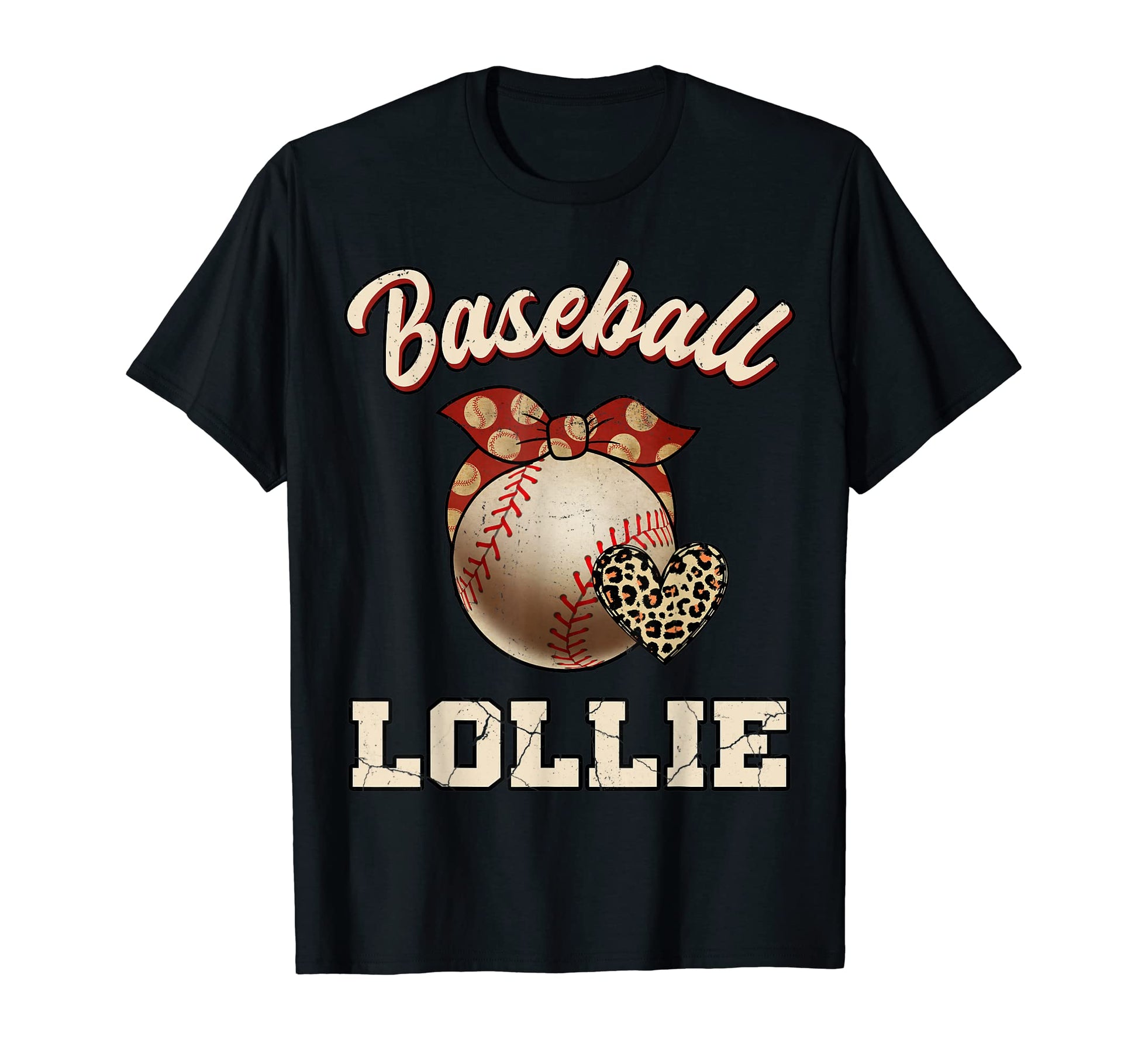 Baseball Lollie Bandana Leopard Heart T-Shirt - Unique Graphic for Adults - T-Shirt, Sweatshirt, Hoodie