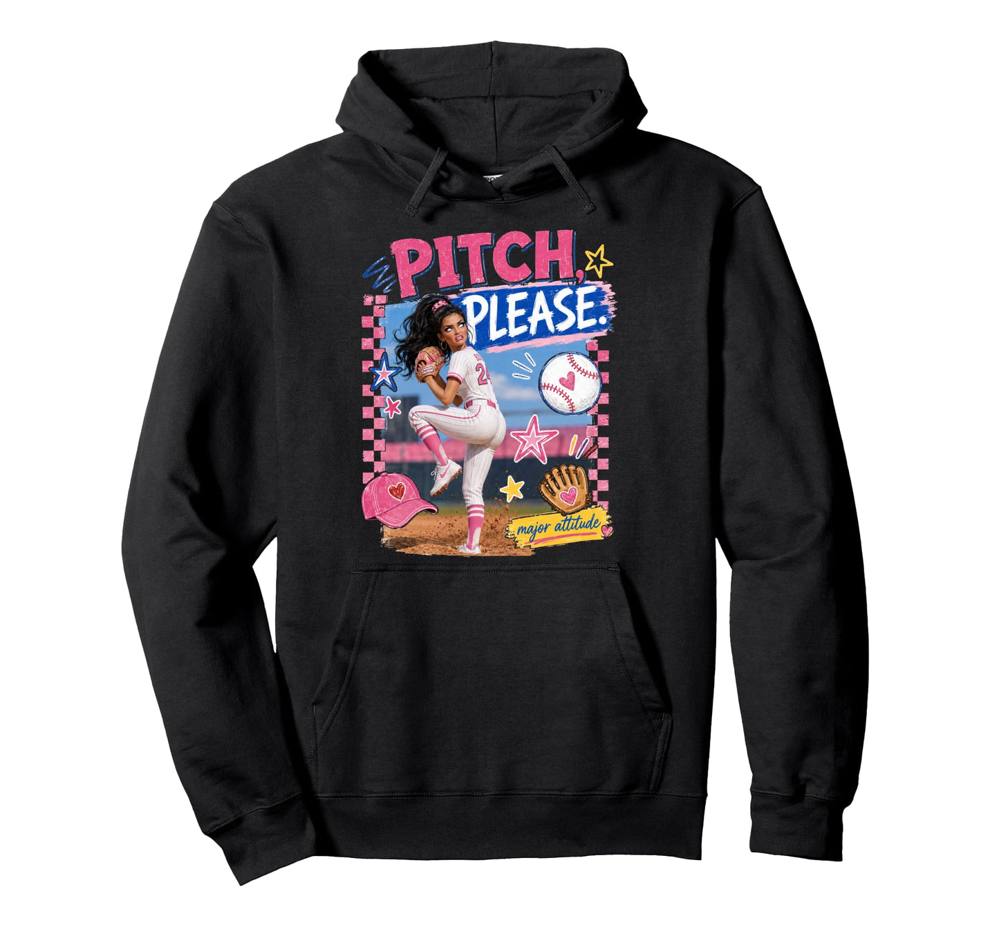 Pitch Please Baseball Mom Gameday Funny Hoodie - Unique Graphic Unisex - T-Shirt, Sweatshirt, Hoodie
