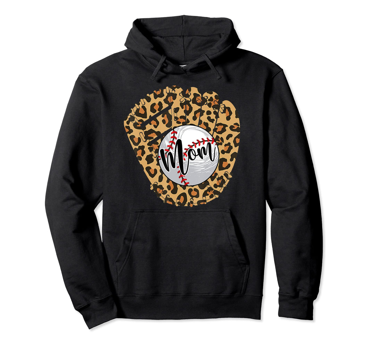 Baseball Mom Leopard Hand Softball Hoodie - Novelty Apparel for Adults - T-Shirt, Sweatshirt, Hoodie
