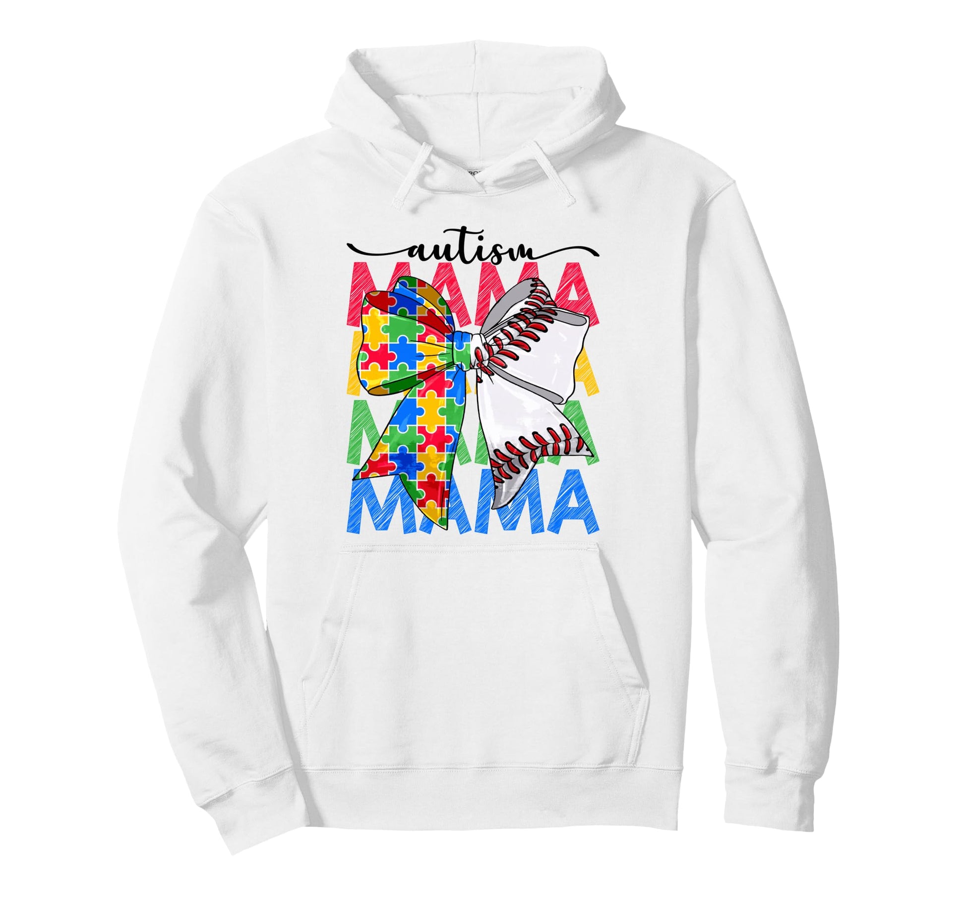 Autism Mama Autism Awareness Coquette Bow Hoodie - Minimalist Print Unisex - T-Shirt, Sweatshirt, Hoodie