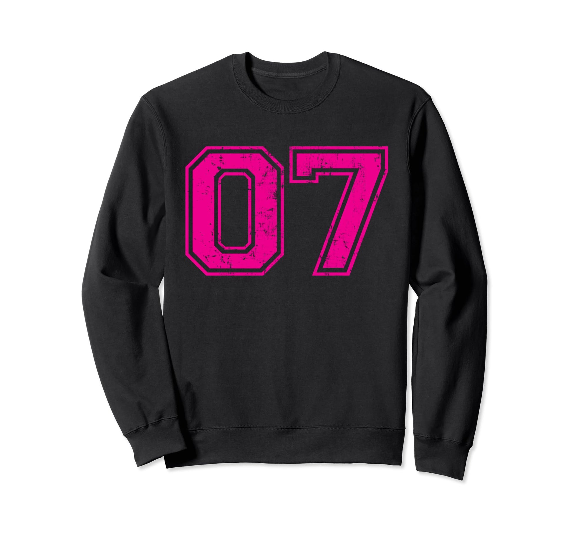 Number 07 Varsity Distressed Sport Team Sweatshirt - Graphic Print Unisex - T-Shirt, Sweatshirt, Hoodie